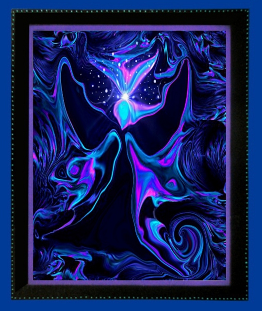 reiki angel art abstract wall decor in blue